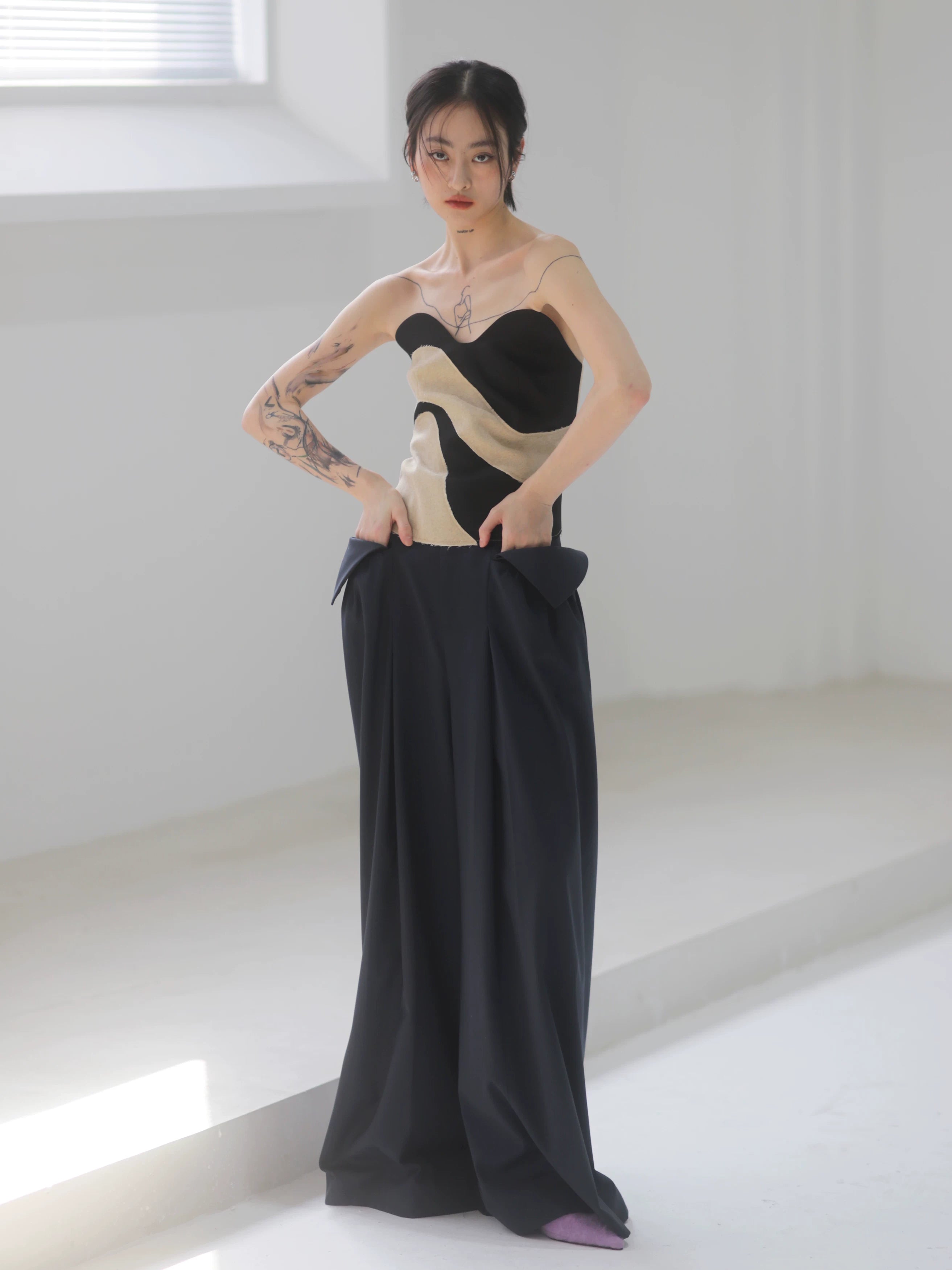 Ivory Wave Sculpted Bustier Top