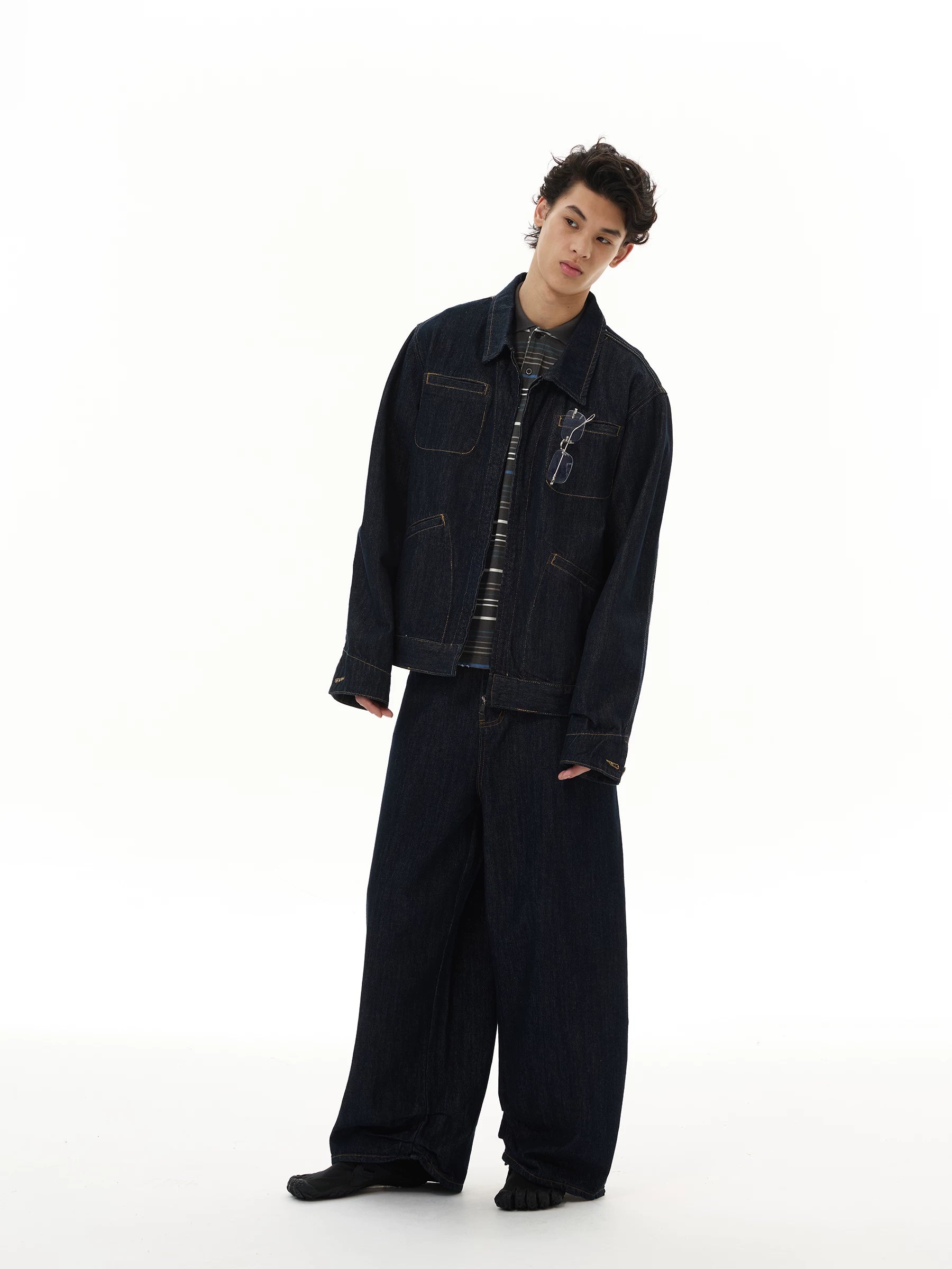 Midnight Track Zip Denim Jacket