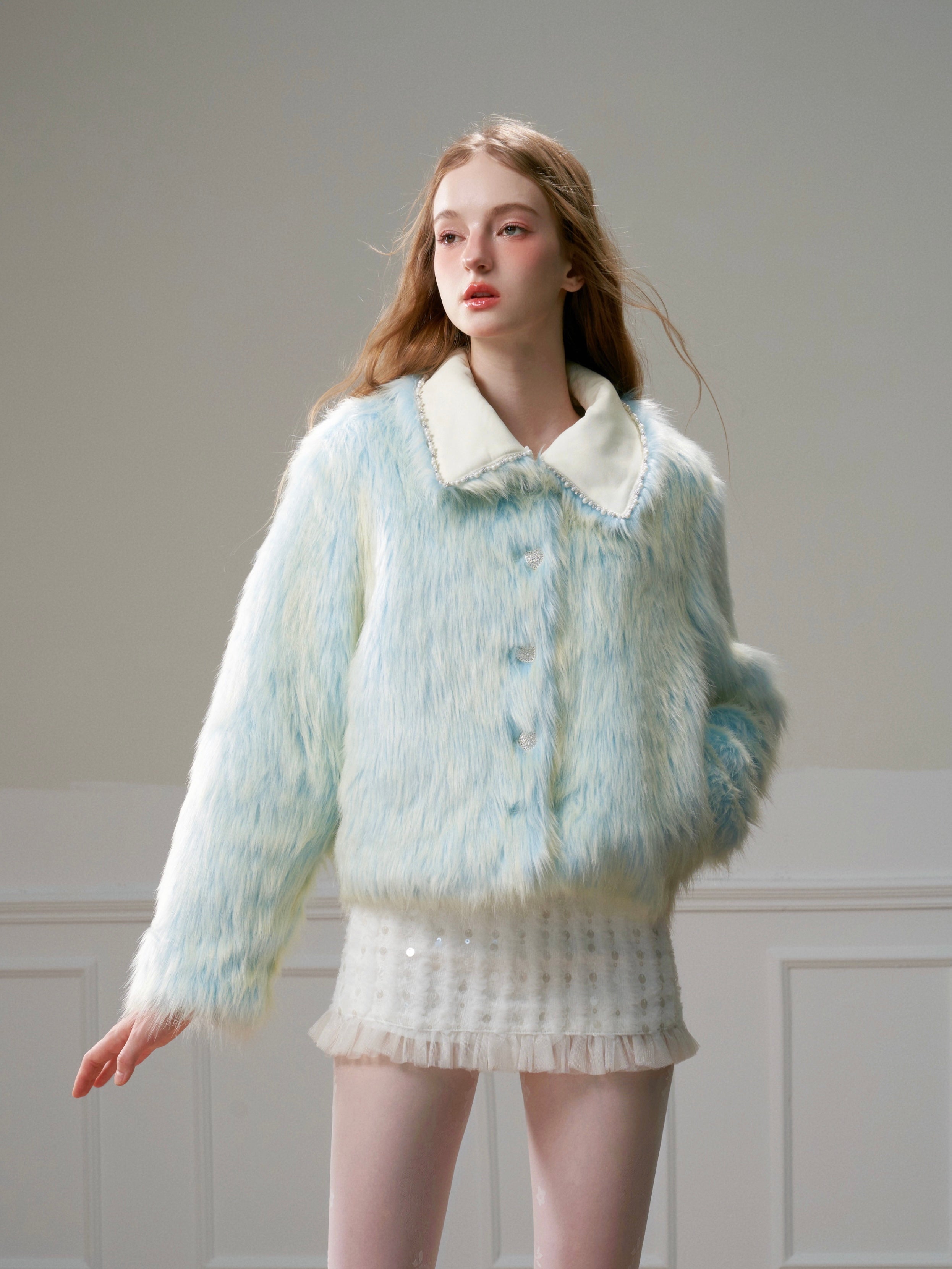 Gradient Imitation Fur Jacket