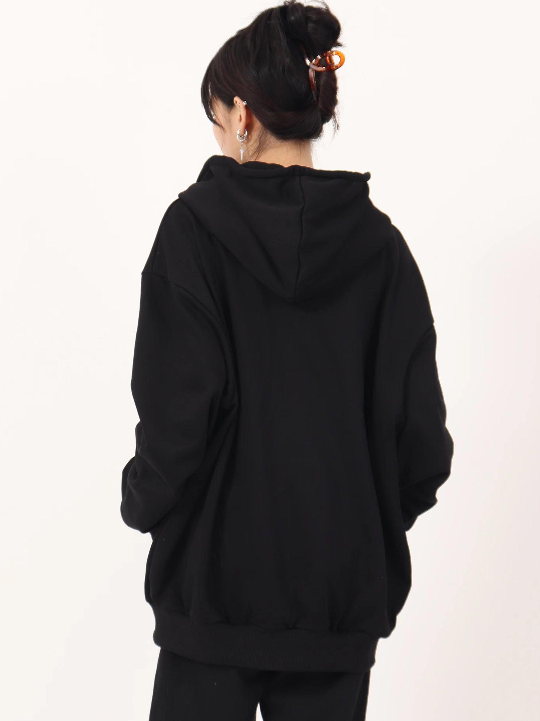 Casual Hoodie with Big Logo Zipper - chiclara