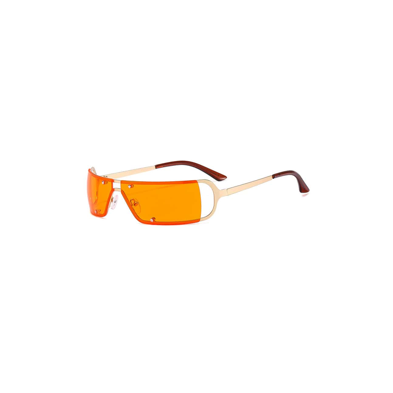 Rivet-Temple Narrow Square Sunglasses - view 8