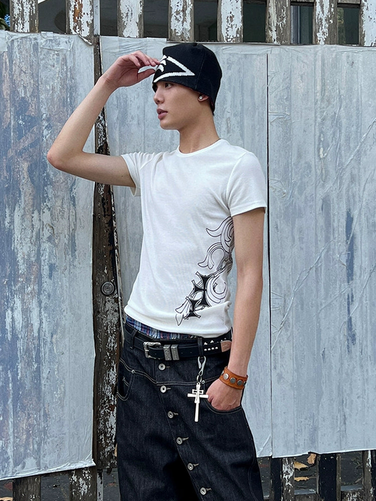 Tattoo Graphic Fitted T-Shirt