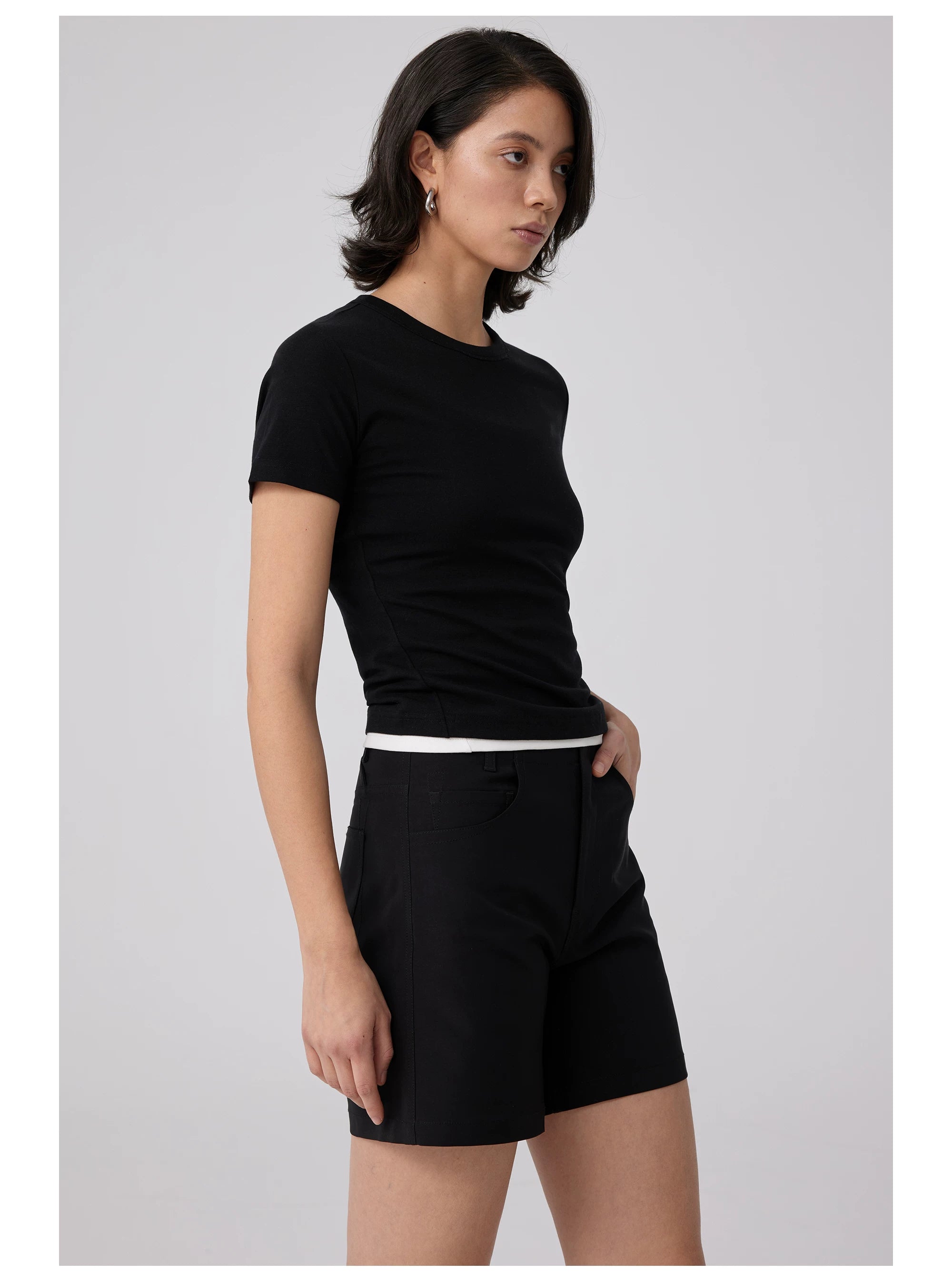 High-Waisted Buckleback Tailored Shorts