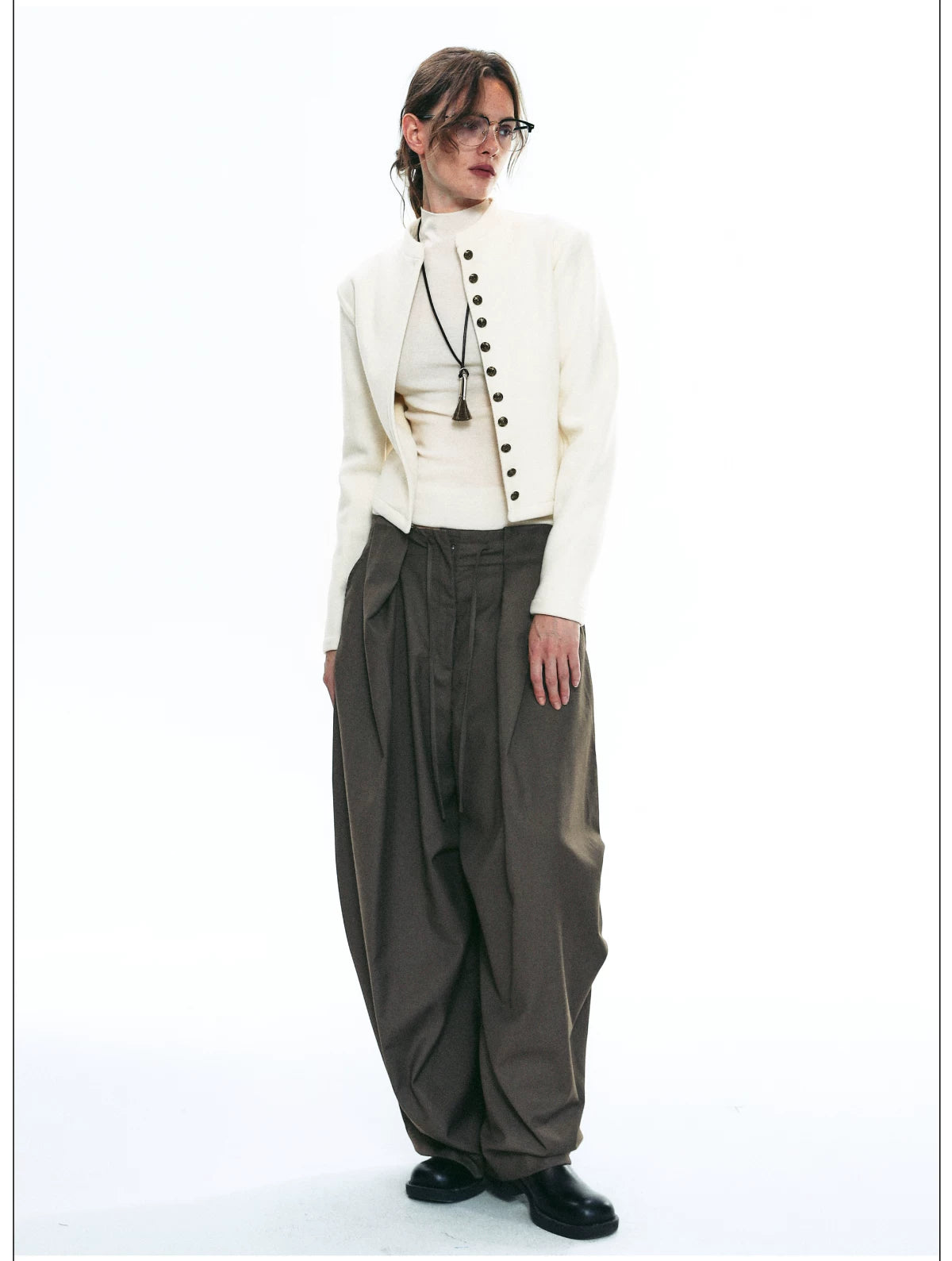 Draped Pleat Sarouel Trousers