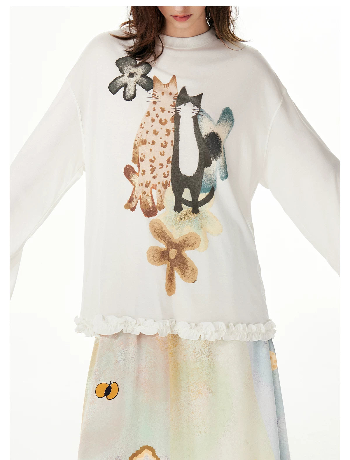Springtime Pals Painterly Kitty Tunic