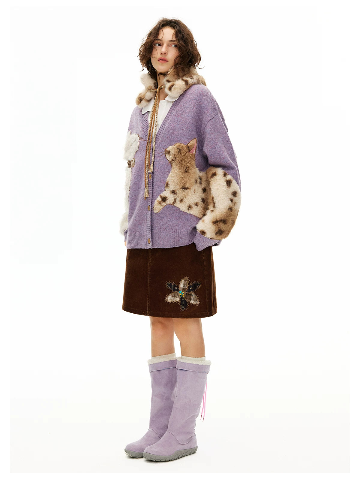 Velvet Purrmates Fuzzy Cat Cardigan
