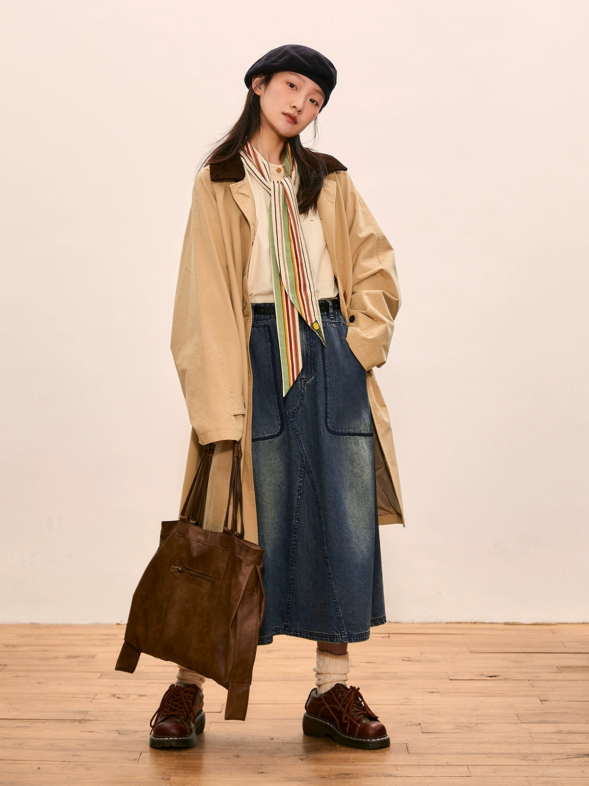 octopusme Vintage-Inspired Oversized Coat - Multi-Color