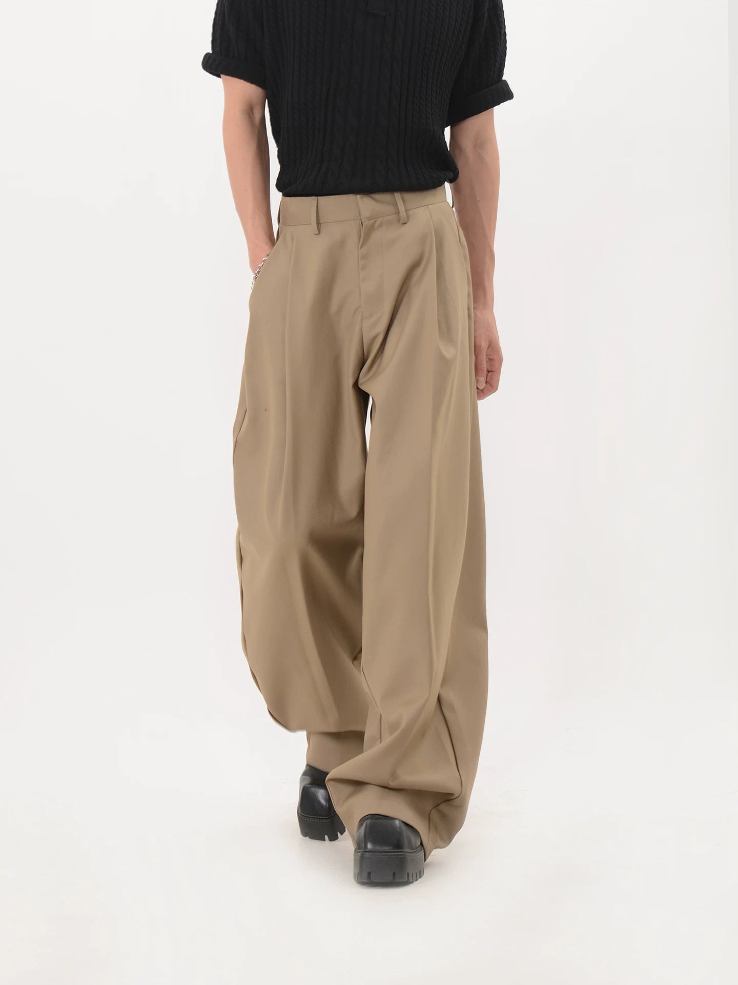Flowy Drape Wide Trousers