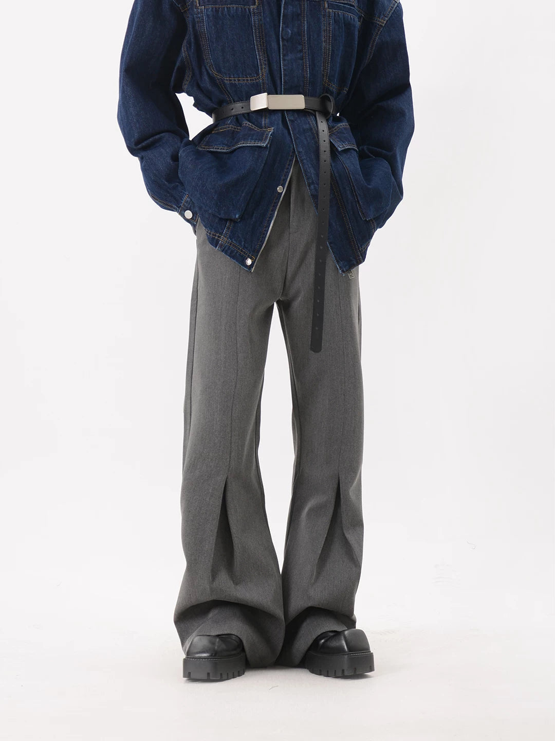 Slate Crease Sculpted Flare Trousers