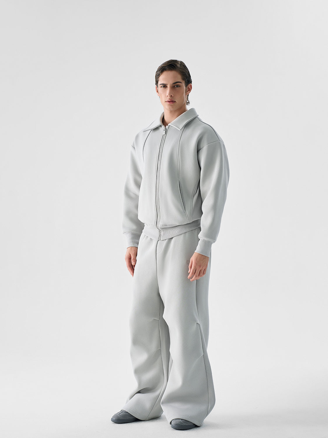 Frost Grey Relaxed Zip Jacket and Pants Setup