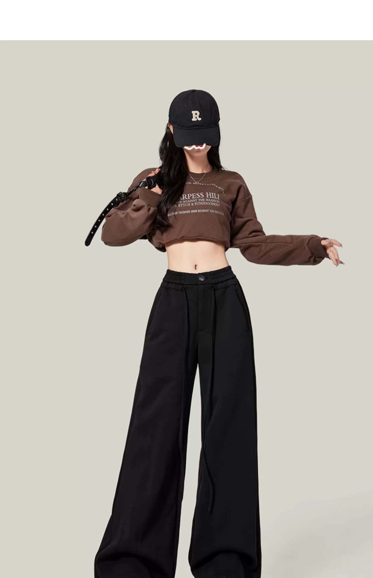 Fleece-Lined High-Waist Sweatpants - chiclara