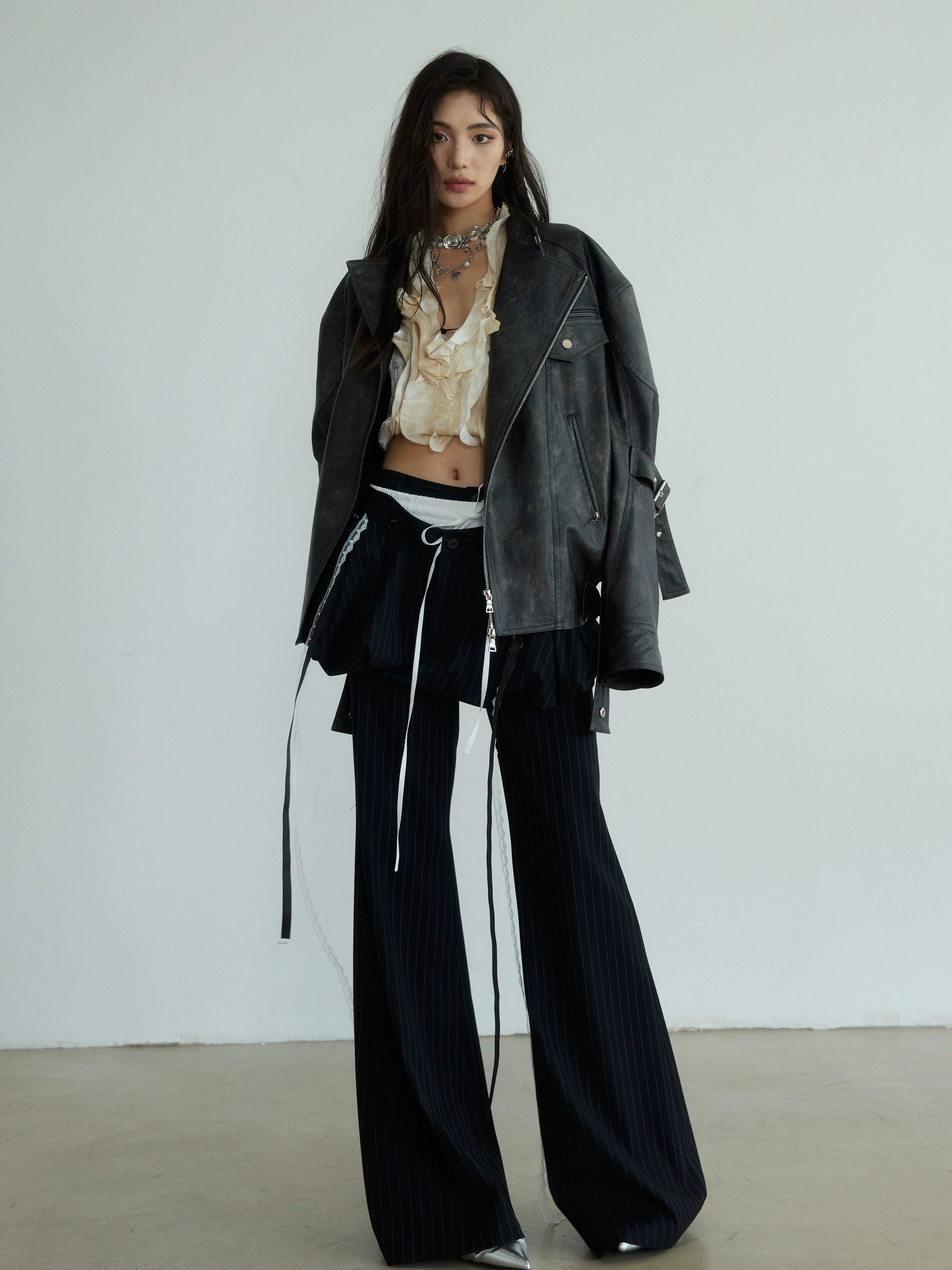 Oversized Leather Biker Jacket