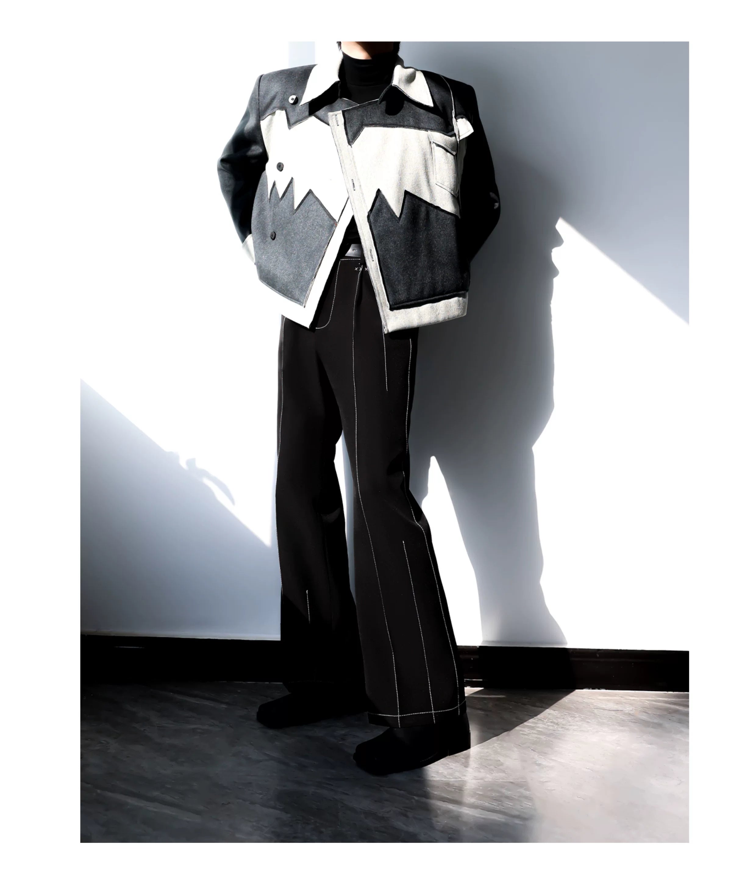 Midnight Gridline Tailored Flare Trousers