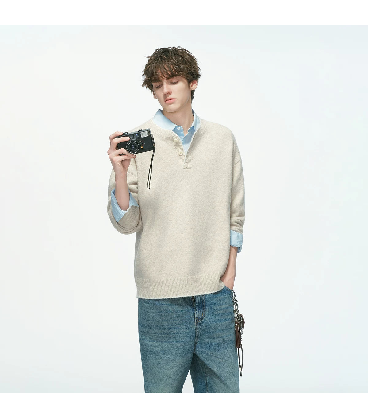 Frayedge Cozy Henley Knit Sweater
