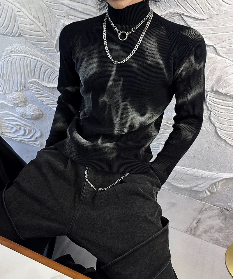 Nebula Fade Ribbed Turtleneck Sweater
