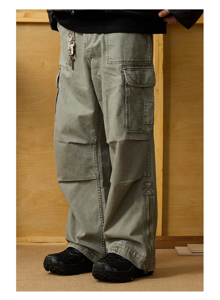 Vintage Grey Utility Cargo Hosen