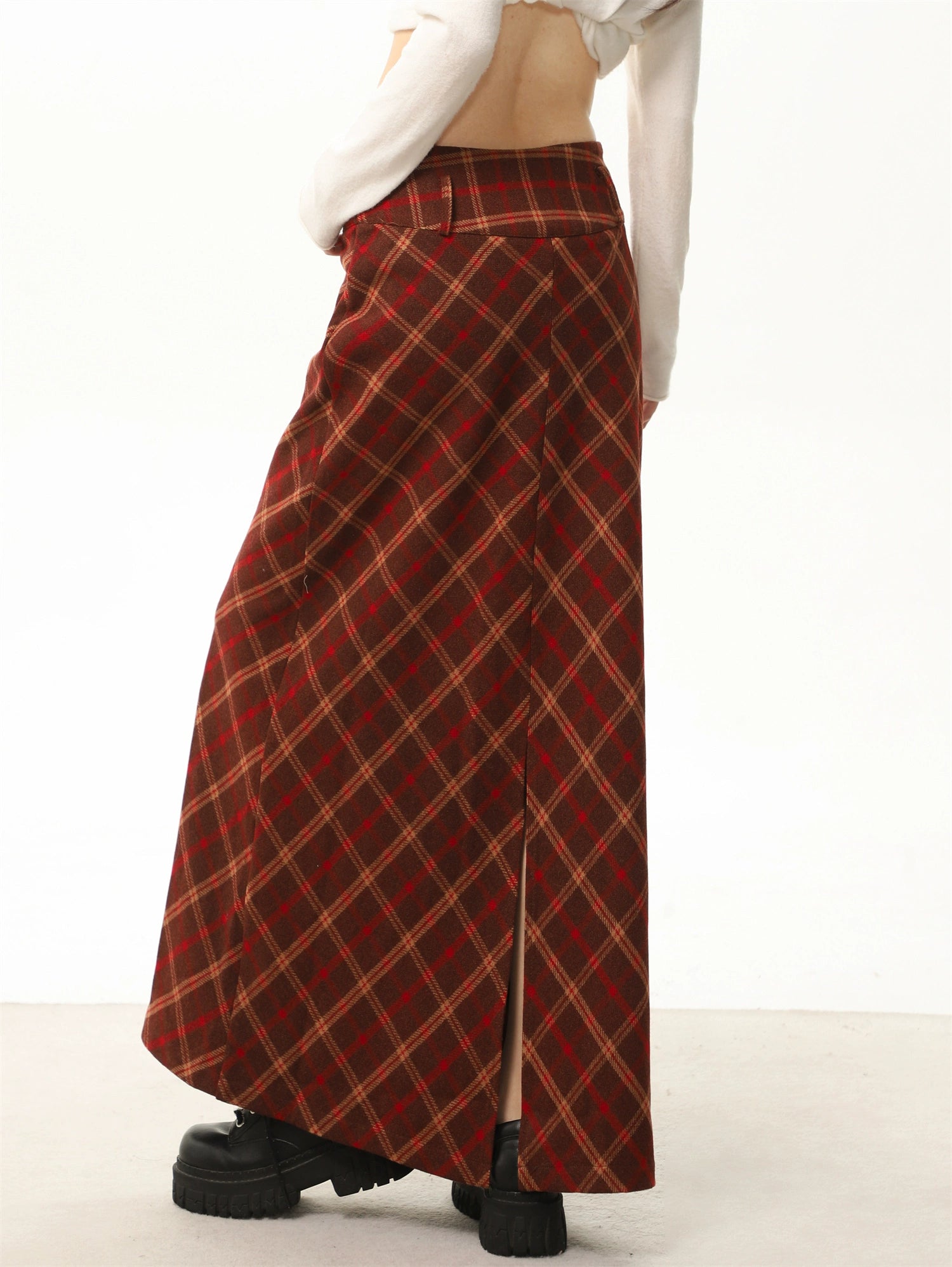 High-Waisted Plaid Skirt