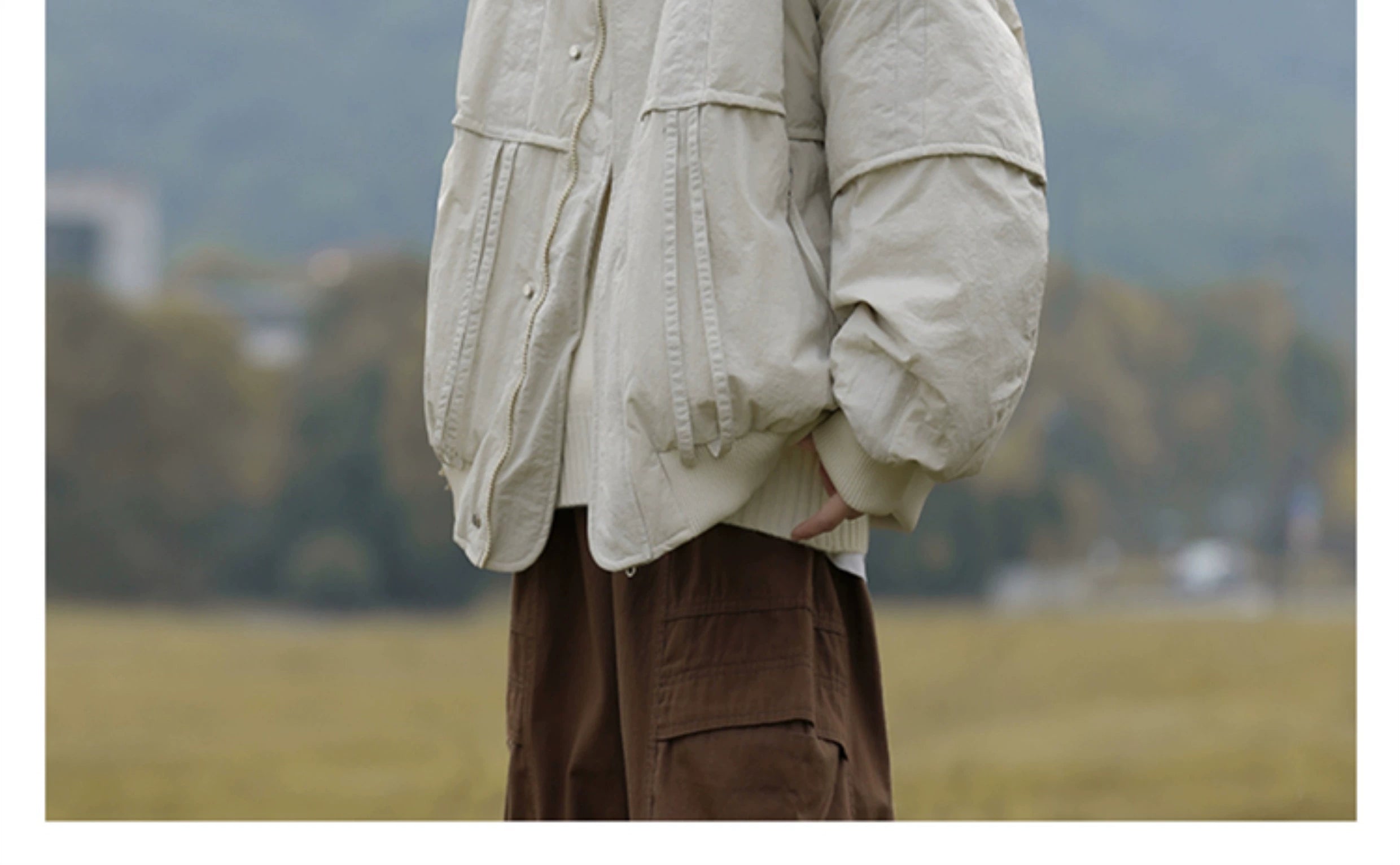 Oversized  Bomber Jacket with Ribbed Collar and Cuffs