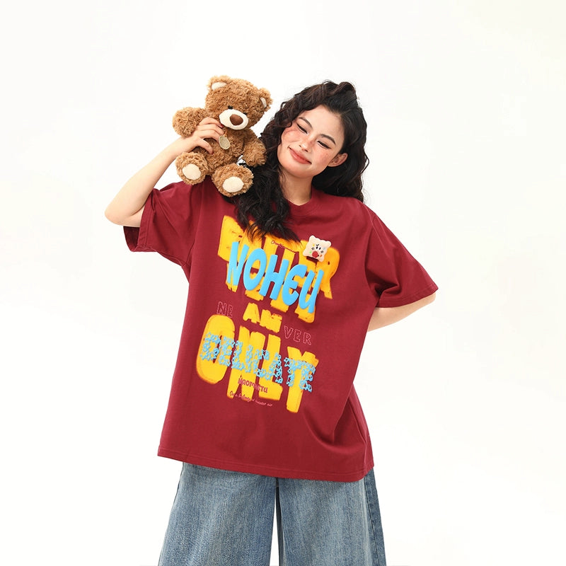 Vibrant Graphic Text Oversized Tee