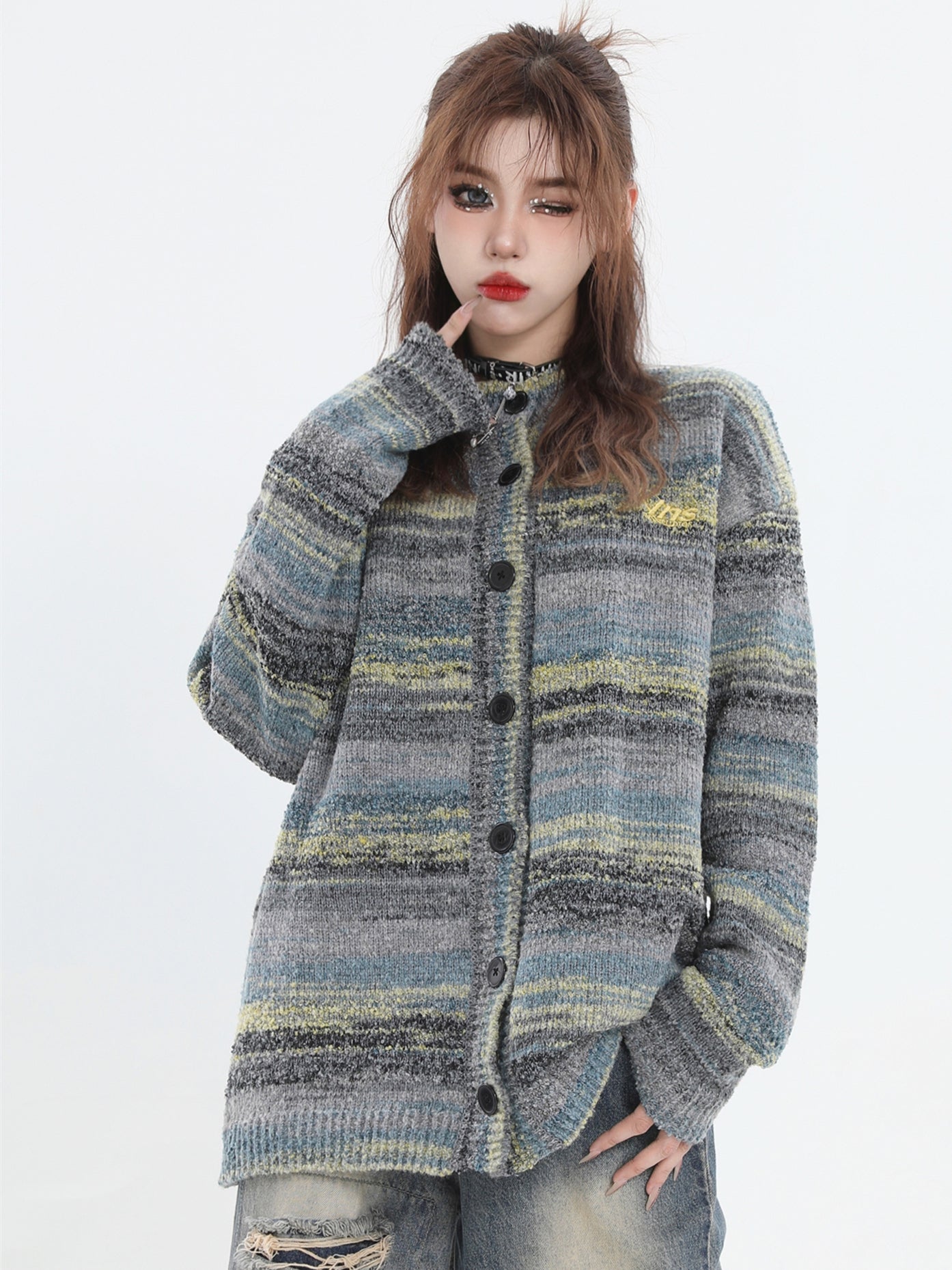 Artistic Painting Loose Knit Sweater - chiclara