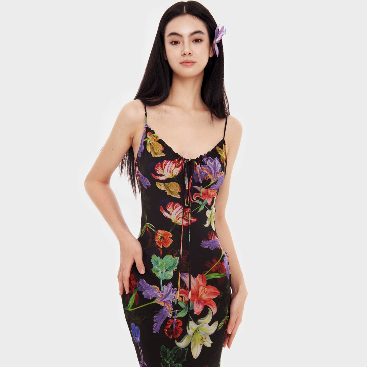 black tropical maxi dress Black Tropical Print Floral Maxi Dress Black/Flora / S