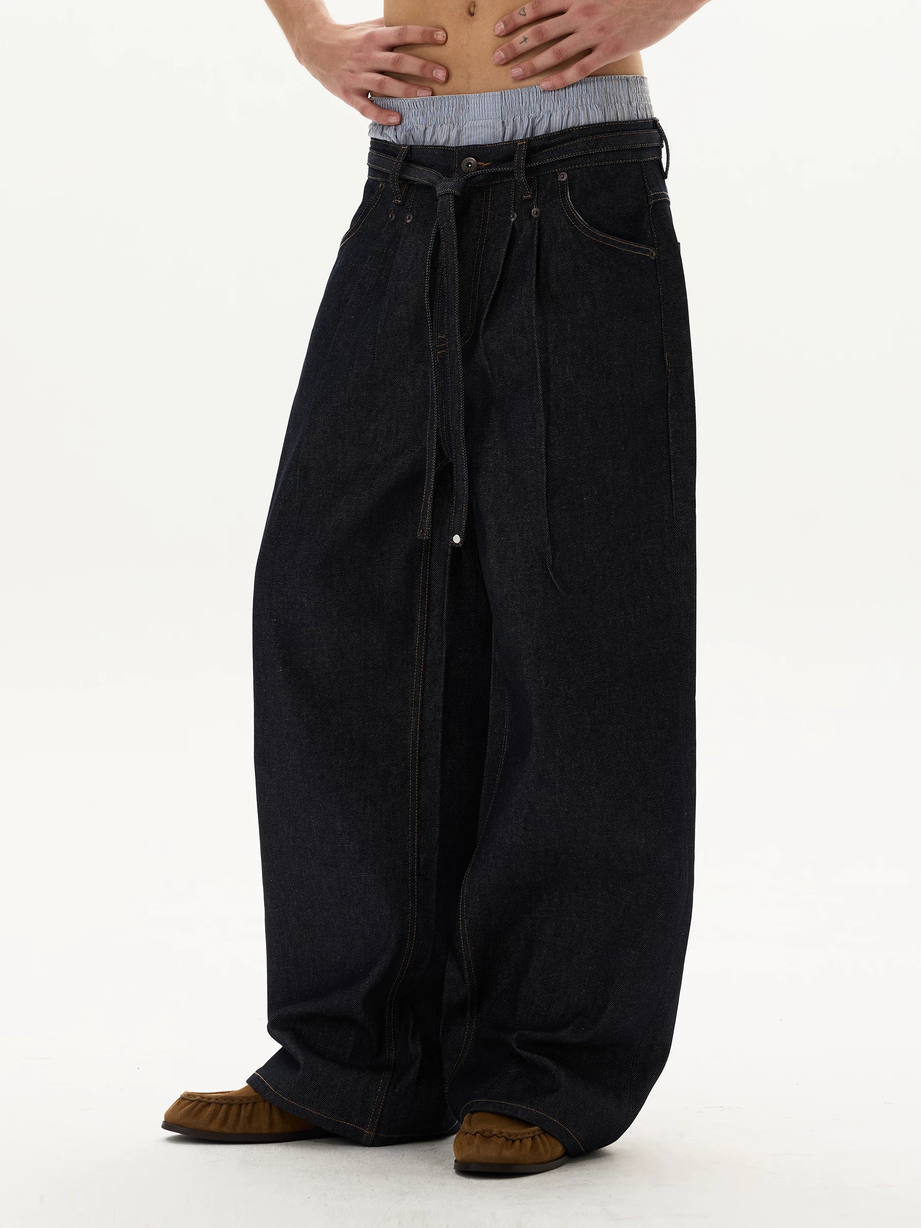Indigo Drape Balloon Jeans