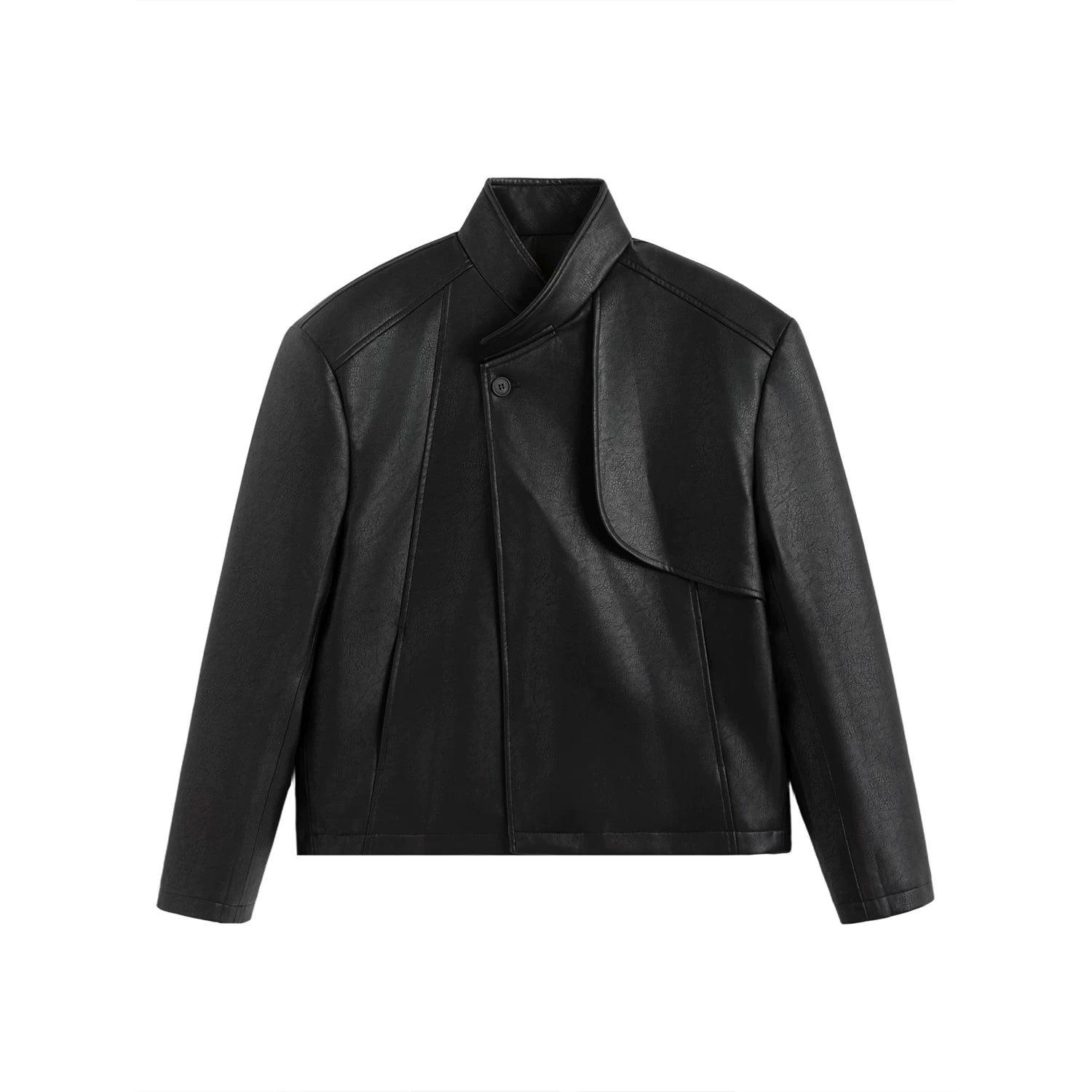 Obsidian Wave Asymmetric Leather Jacket