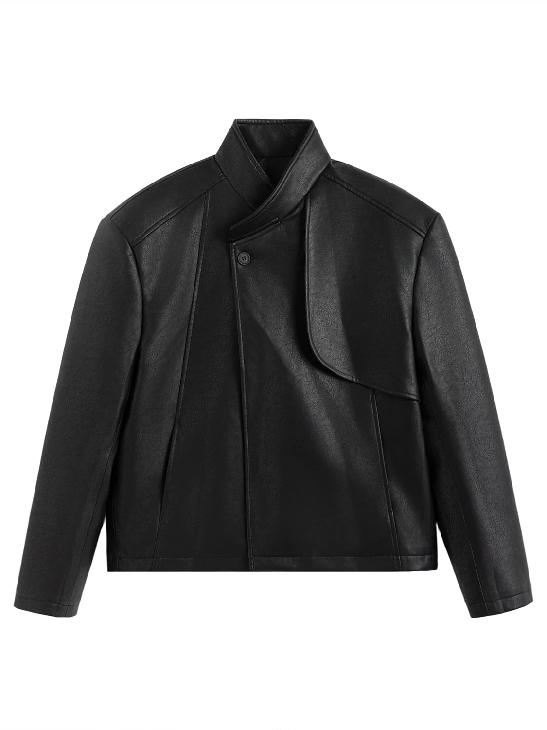 Obsidian Wave Asymmetric Leather Jacket