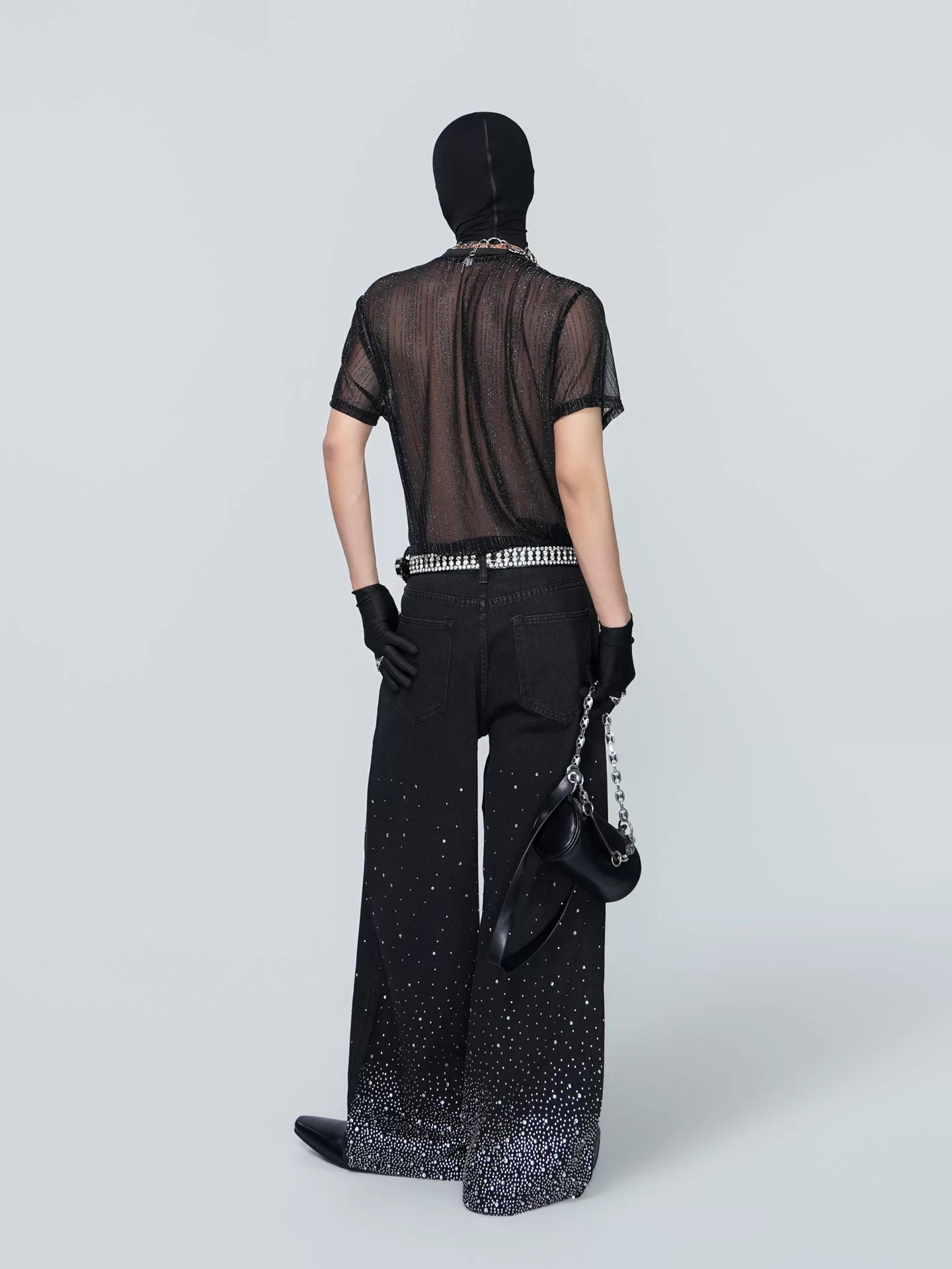Starlit Cascade Rhinestone Wide-Leg Jeans