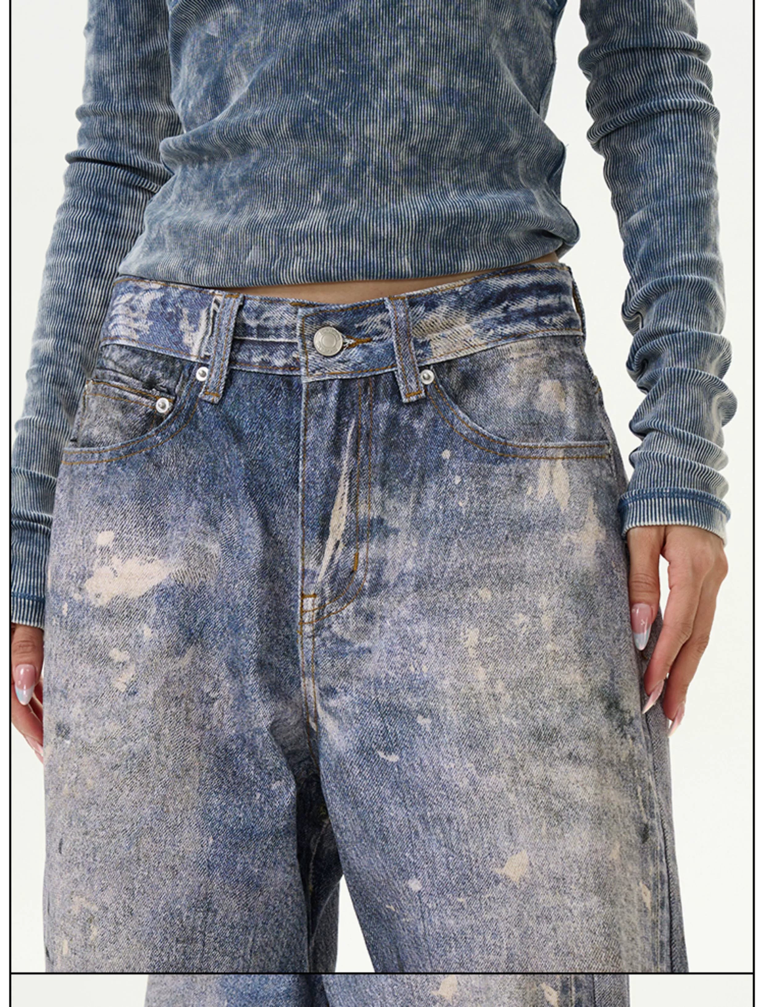 Indigo Splash Grunge Jeans