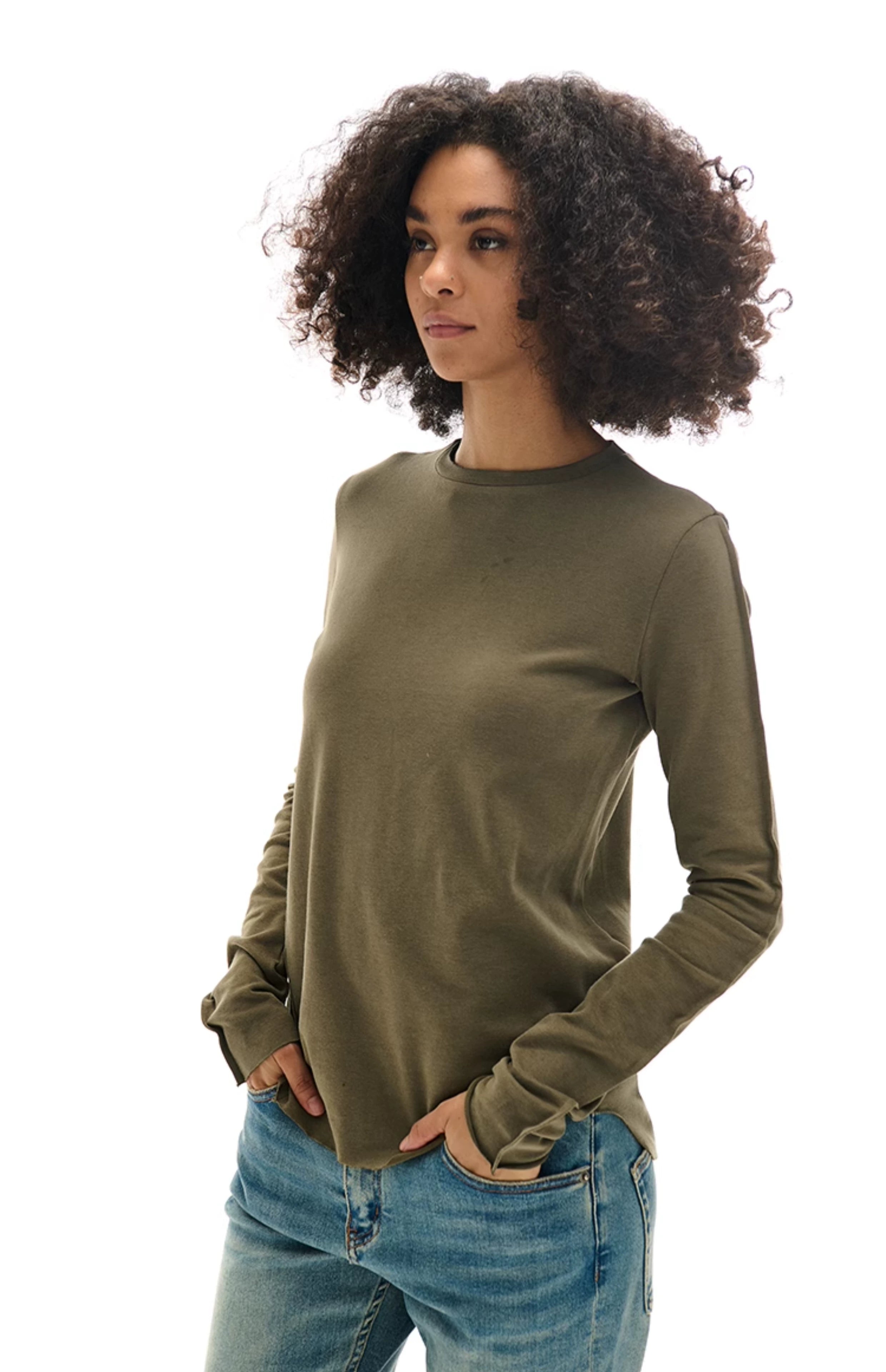 Round Neck Slim Fit Long Sleeve T-Shirt