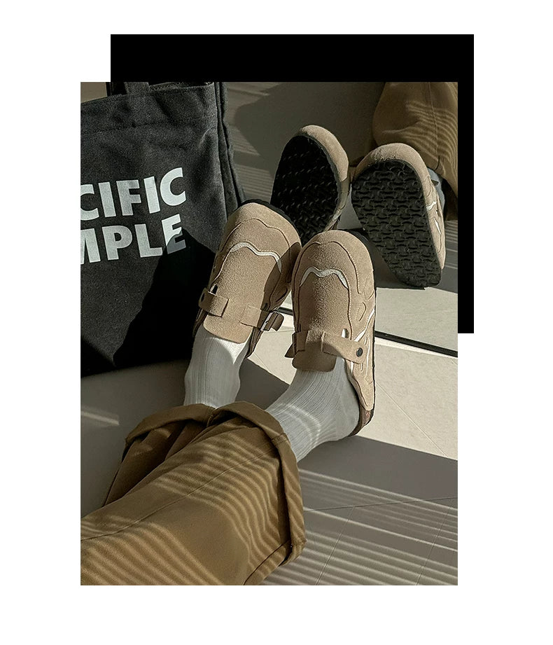 Suede Buckle Cork Footbed Clogs