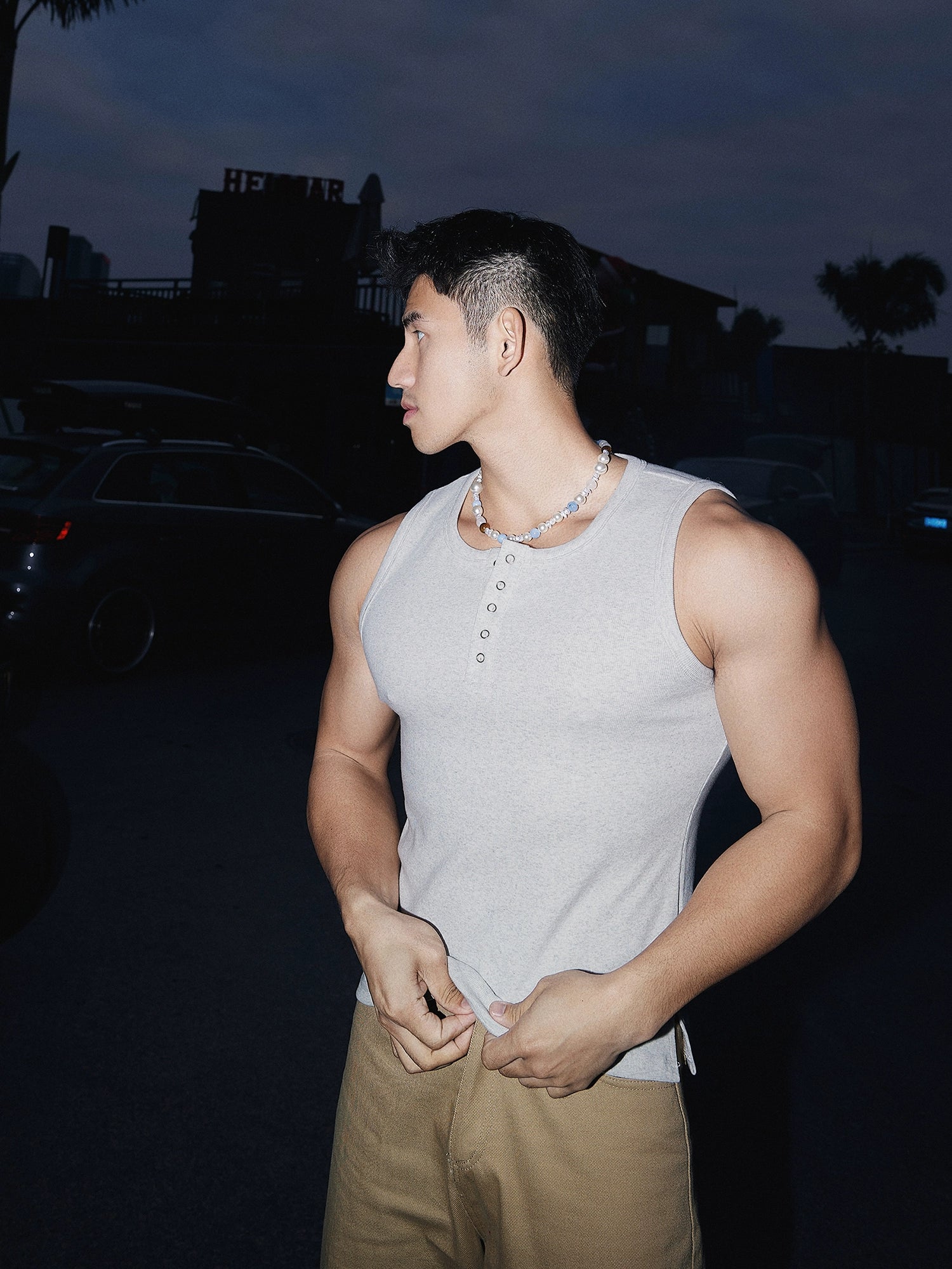 Ribbed Henley Tank