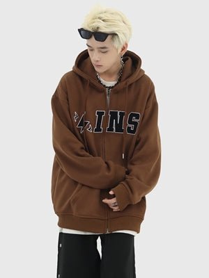 Oversized Logo Zip-Up Jacket - chiclara