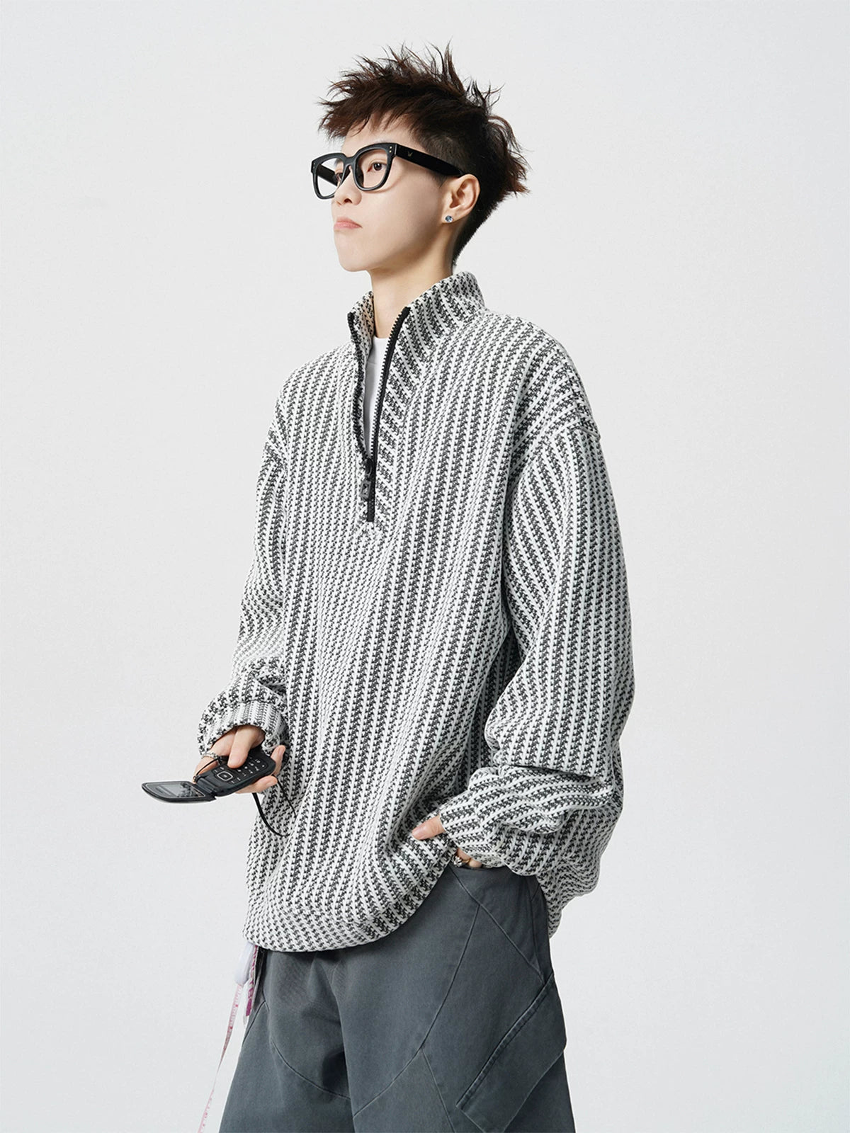 Pixel Weave Half-Zip Pullover
