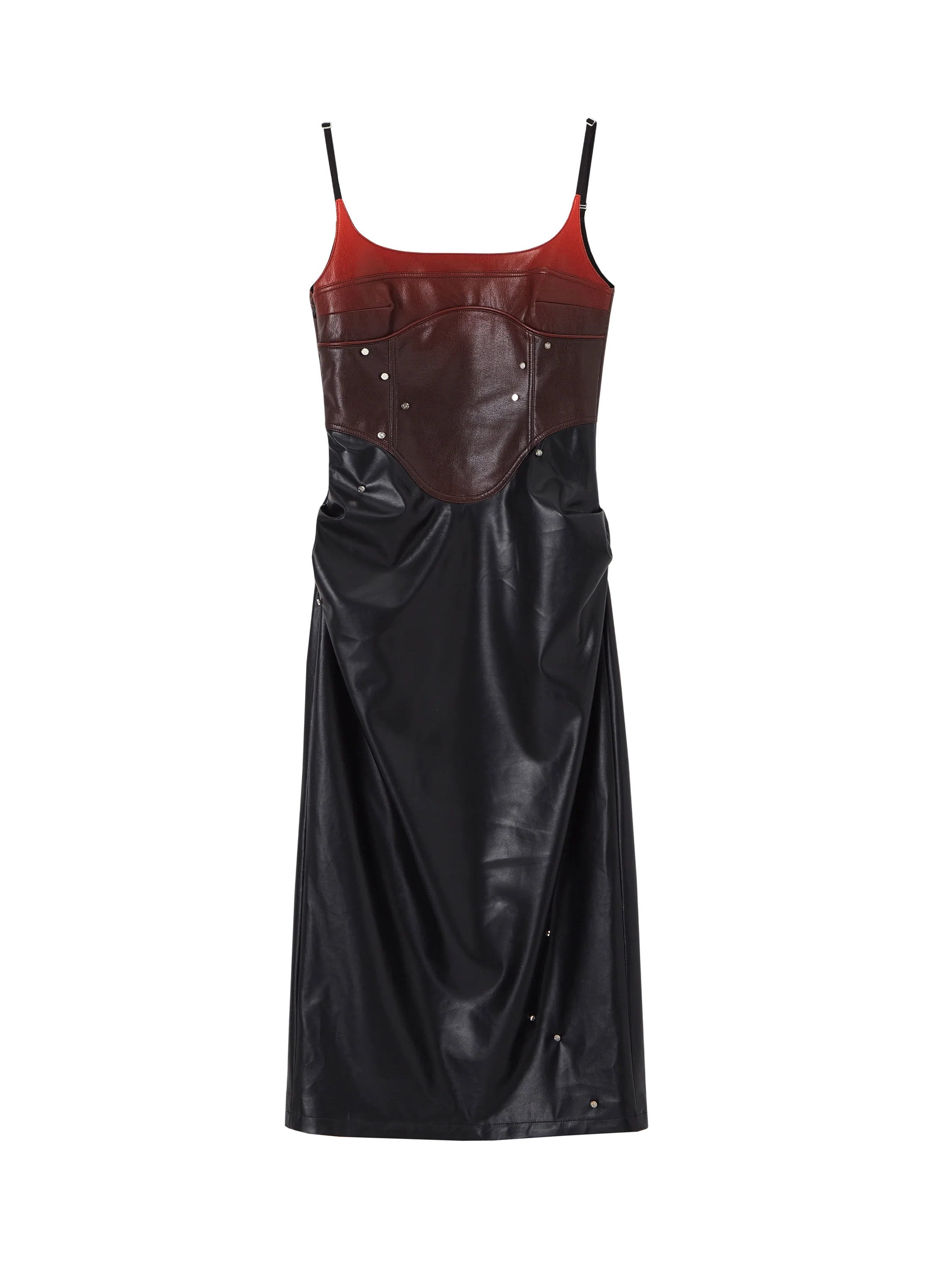 Gradient Studded Leather Camisole Dress - chiclara