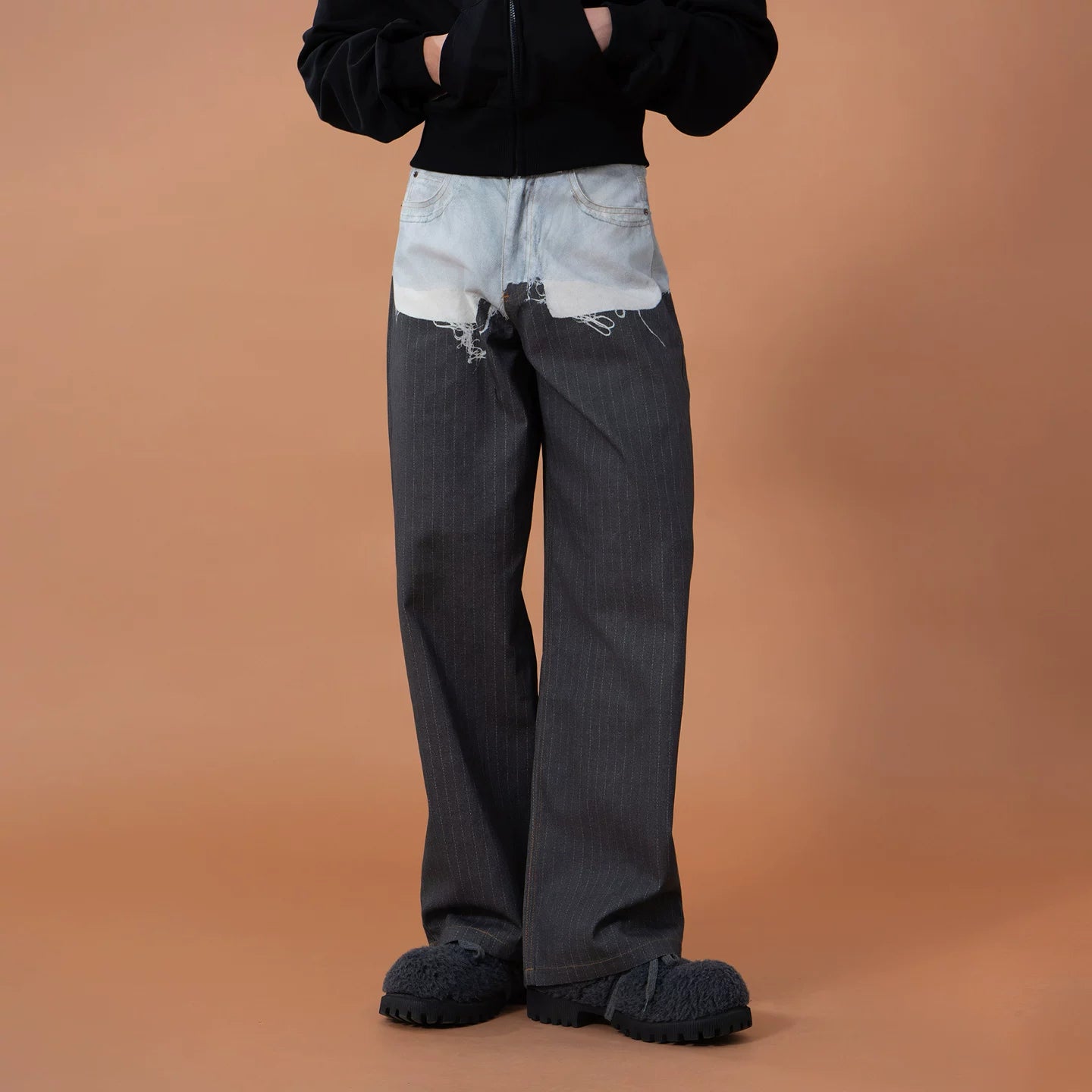 Pinstripe Splice Denim Yoke Trousers