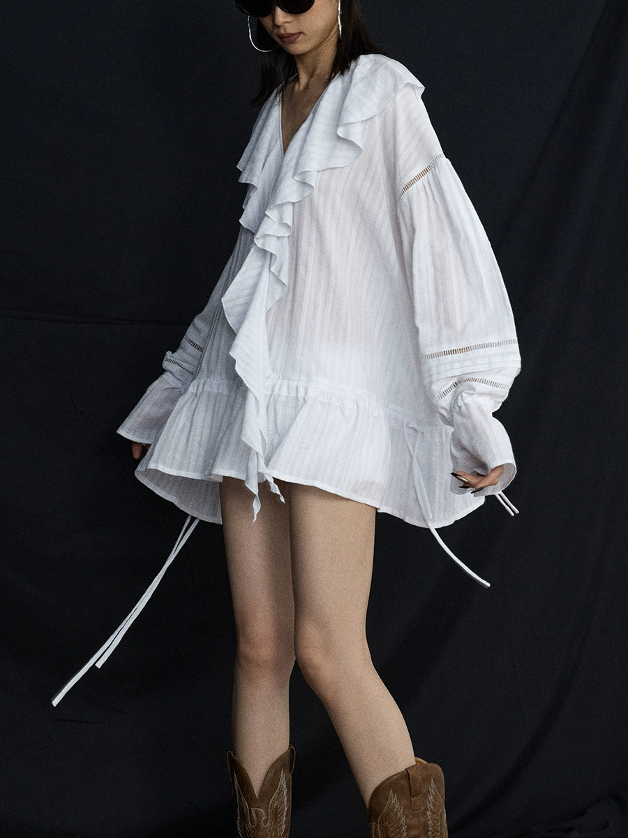 Prairie Cloud Ruffled Poet Blouse