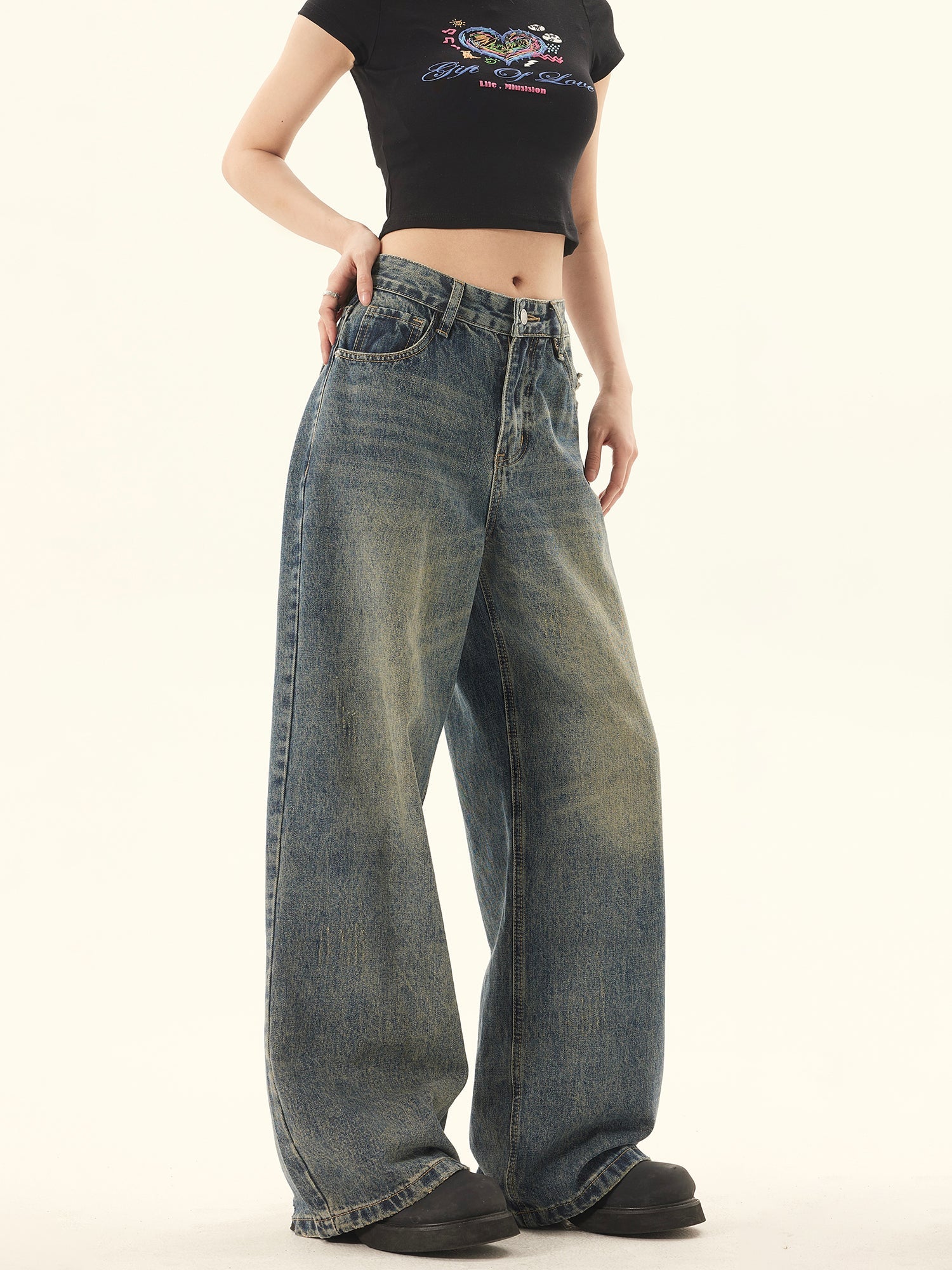 Vintage High Rise Wide Leg Jeans