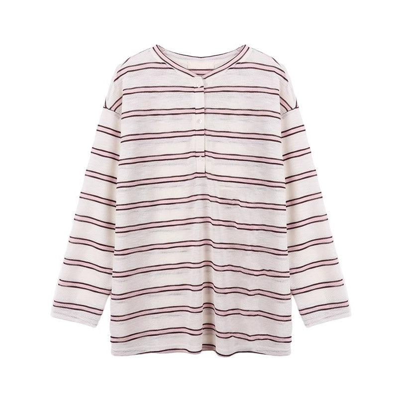 Striped V-Neck Long Sleeve Sweatshirt