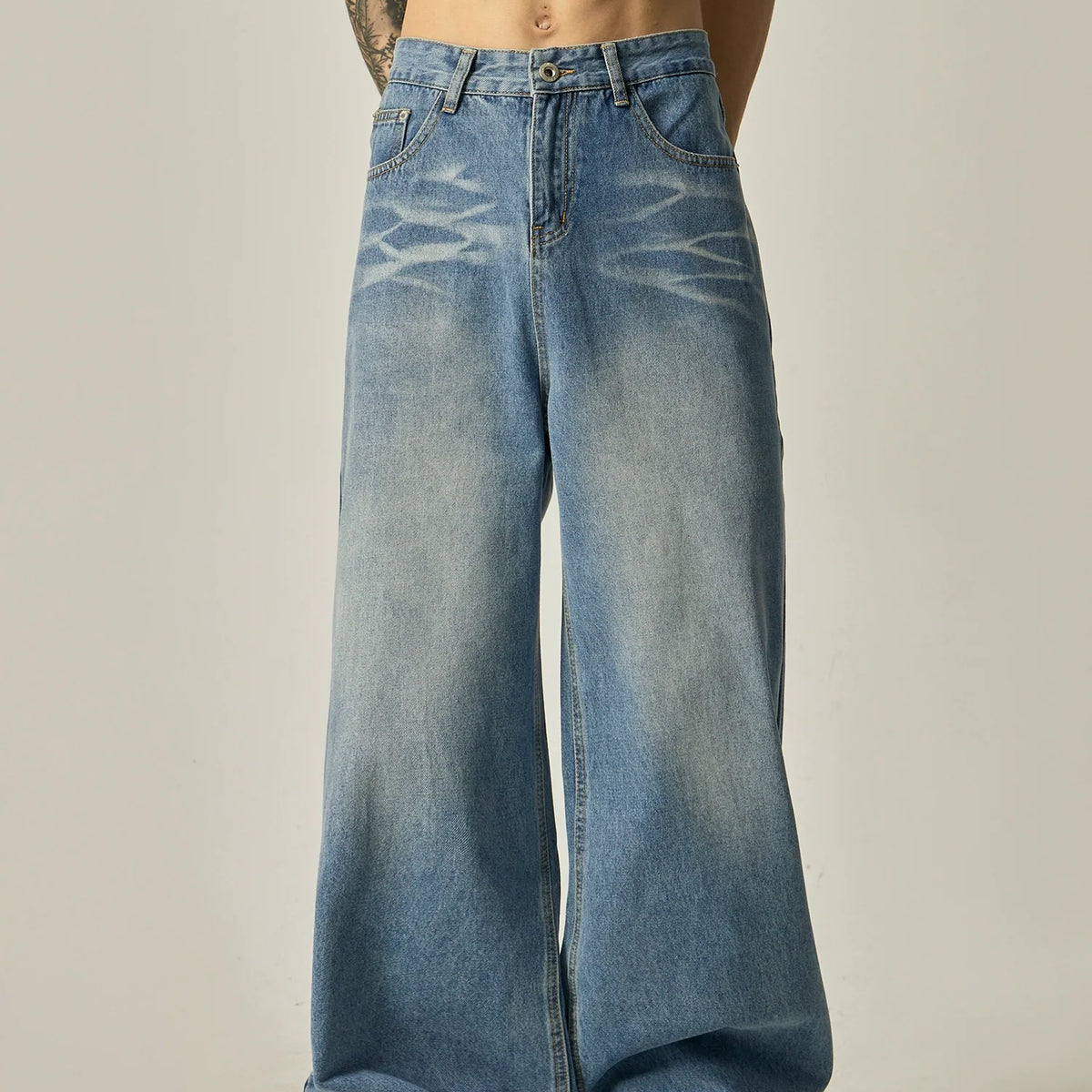 【BOK PLACE】Color Vintage Washing Long Wide Denim Pants BOK PLACE】Color Vintage Washing Long Wide Denim Pants (BOK
