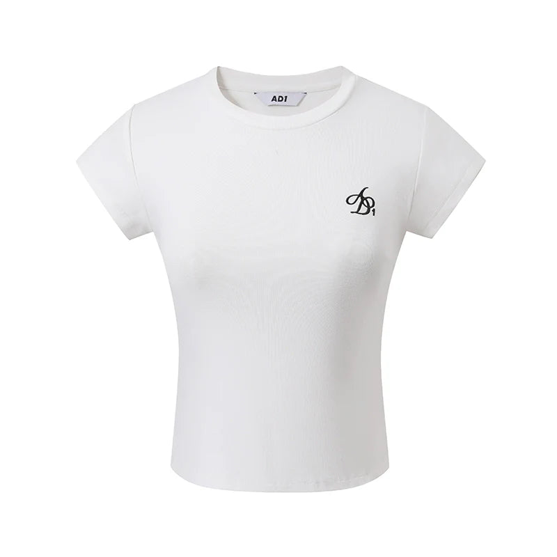 Classic Cropped T-Shirt - Short Sleeve Fitted Basic Tee