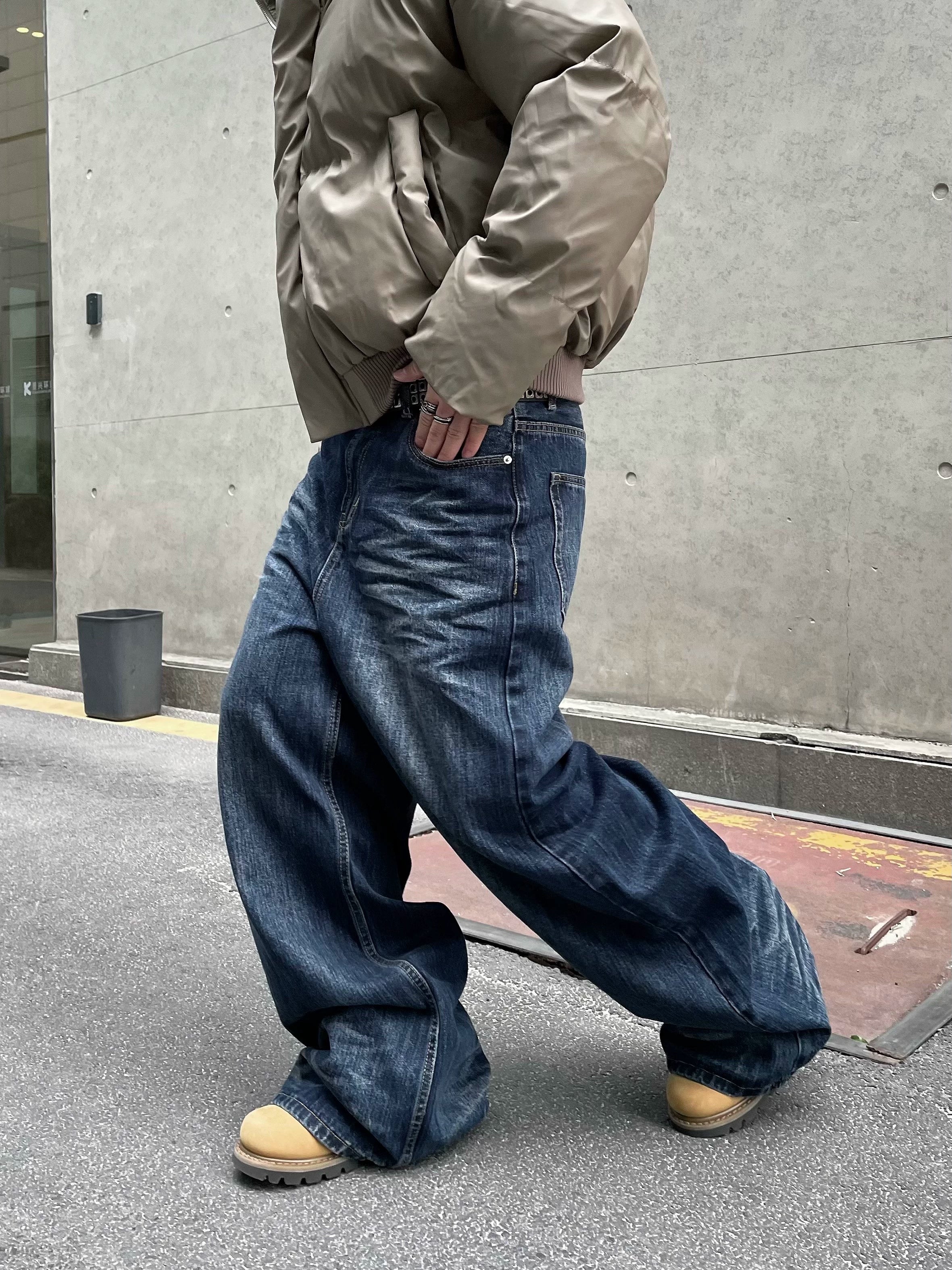 Indigo Rinse Wide Leg Jeans