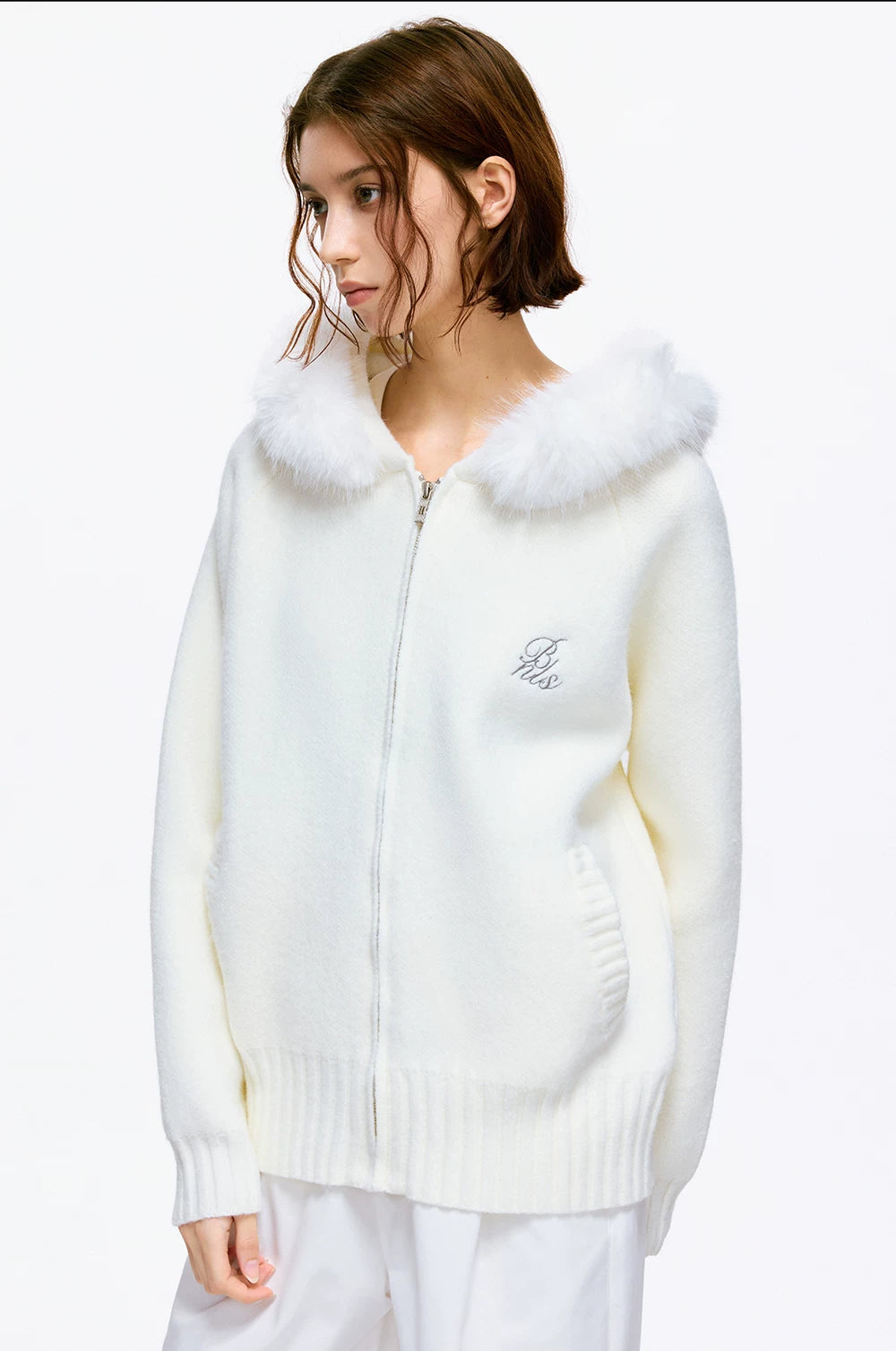 Frostline Faux Fur Hood Zip Cardigan