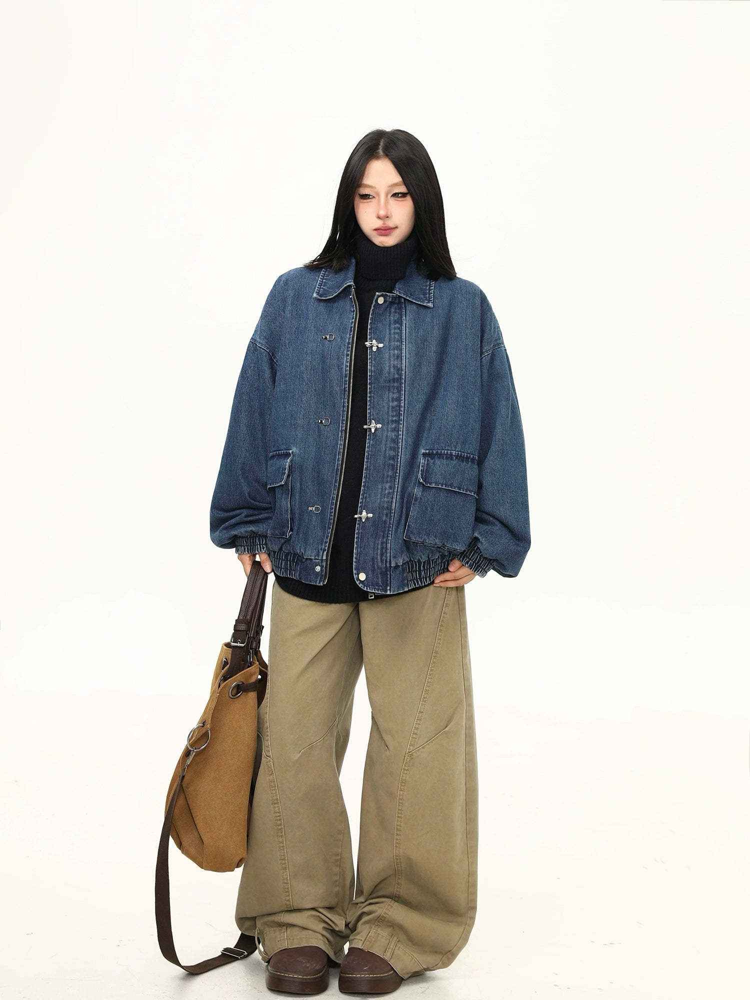 Harbor Toggle Denim Bomber Jacket