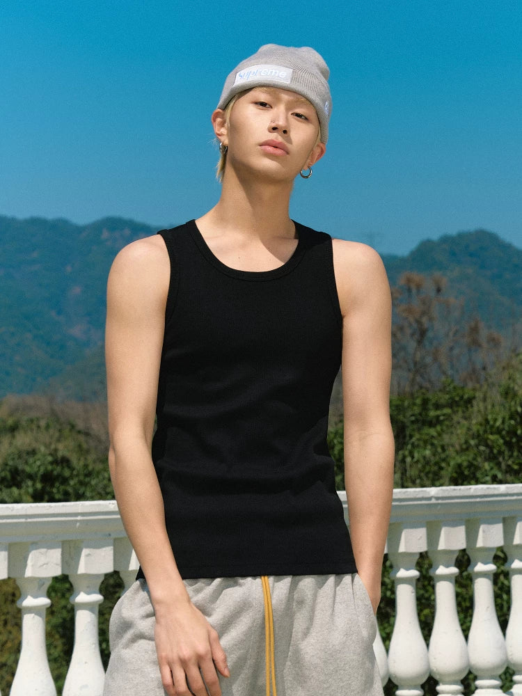 Logo Print Ribbed Tank Top