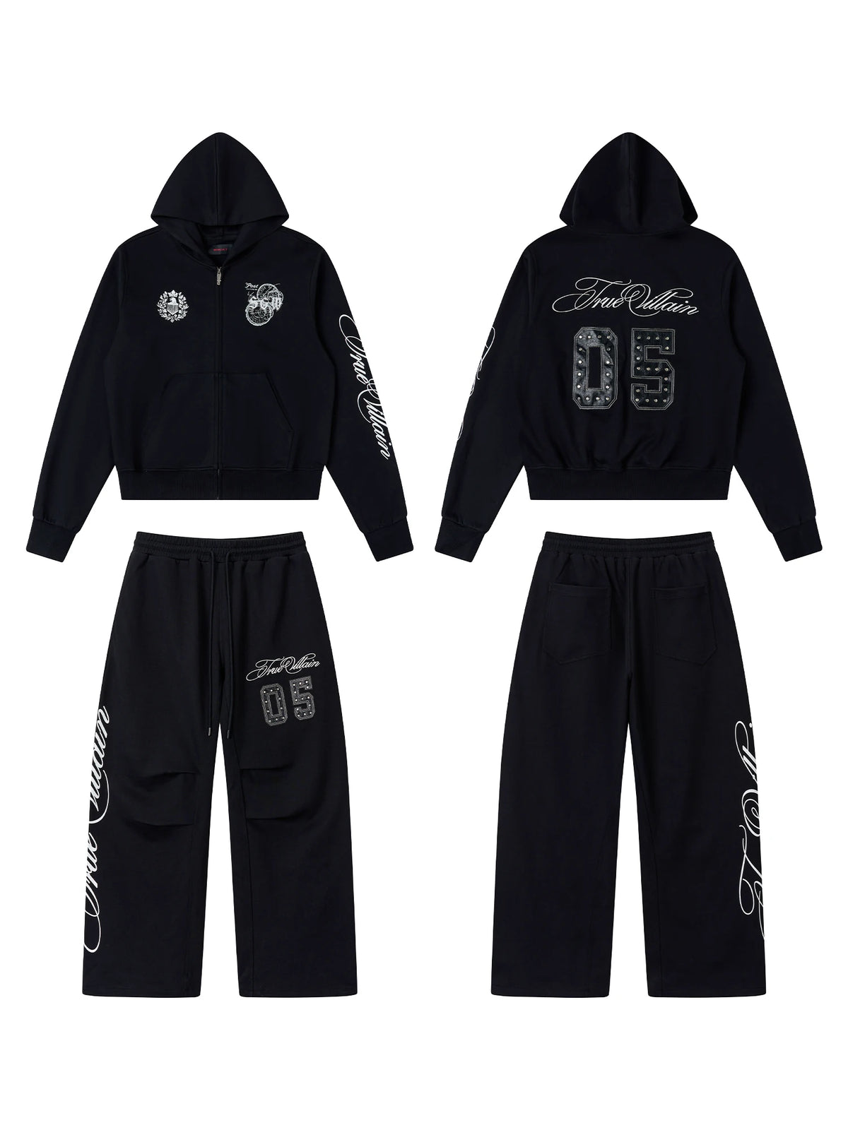 Midnight Crest Script Zip Hoodie