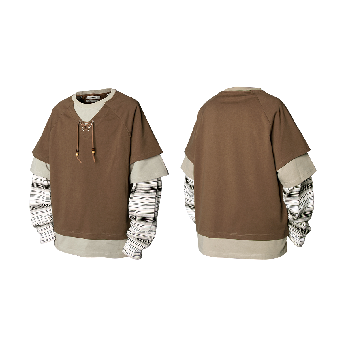 Layered Lace Up Raglan Sweatshirt