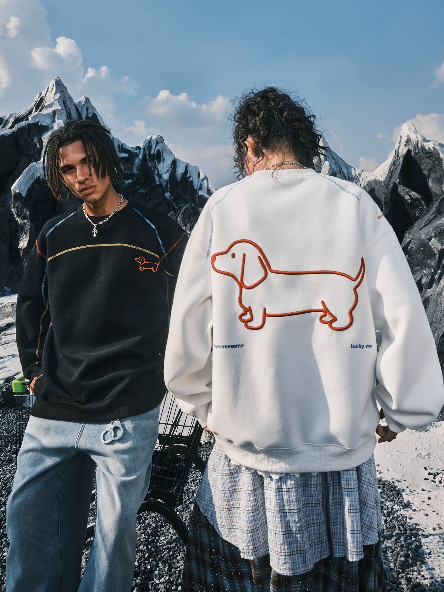 Dachshund Embroidered Oversized Crewneck Sweatshirt