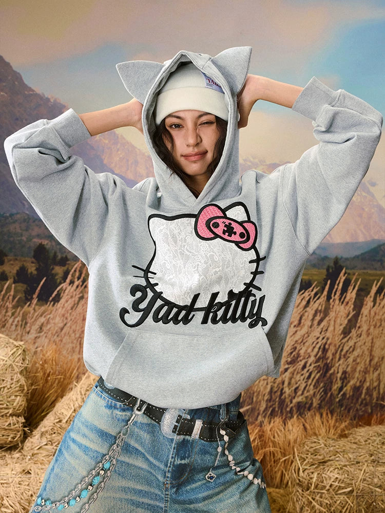 Cat Graphic Pullover Hoodie